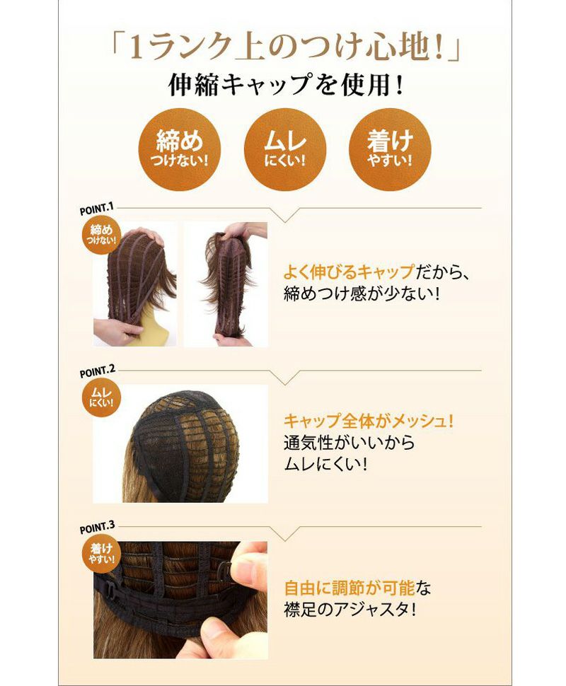 1ランク上のつけ心地 伸縮キャップを使用 締めつけない ムレにくい 着けやすい