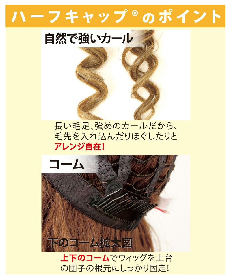 ★数量限定★ハーフキャップ【姫盛りロングカール】J-808再販　ポイント説明