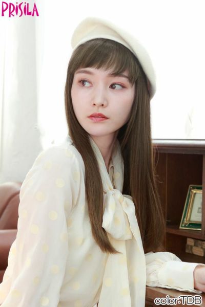 ふんわり総手植え前髪ウィッグ【フルバング】FX-100 着用イメージ　TDB：耐熱ダークブラウン