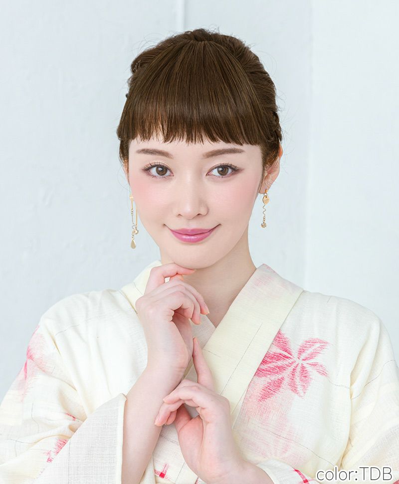 ふんわり総手植え前髪ウィッグ【フルバング】FX-100 着用イメージ　TDB：耐熱ダークブラウン　浴衣　和装