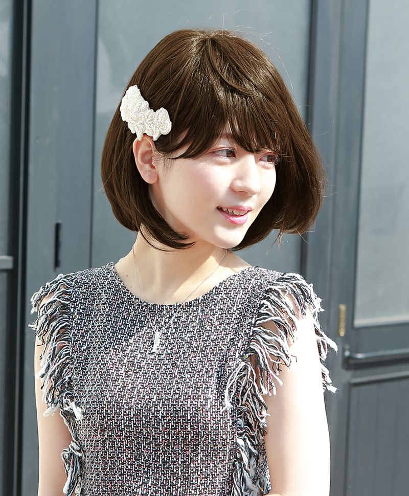 帽子ウィッグ（リラックス）【ボブ】 品番BO-02耐熱 着用イメージ12 カラーTDB：耐熱ダークブラウン