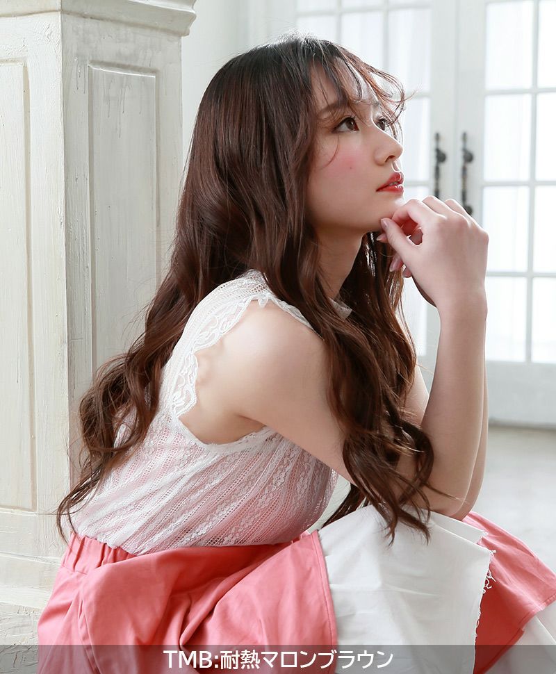 【セルフでできる】めちゃ楽エクステ【ナチュゆるカール】　品番TX-27耐熱 着用イメージ9 カラー TMB:耐熱マロンブラウン