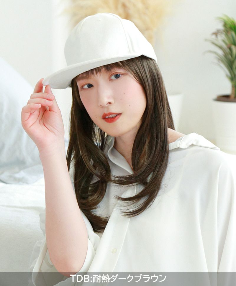 アンダー帽子ウィッグ【ミディアムストレート】 品番BO-22耐熱 着用イメージ9 カラー TDB：耐熱ダークブラウン 