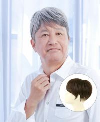 男性用五分ウィッグ【ストレートショート】 品番 GB-21耐熱 着用イメージ12 カラーTGH：耐熱グレイヘア