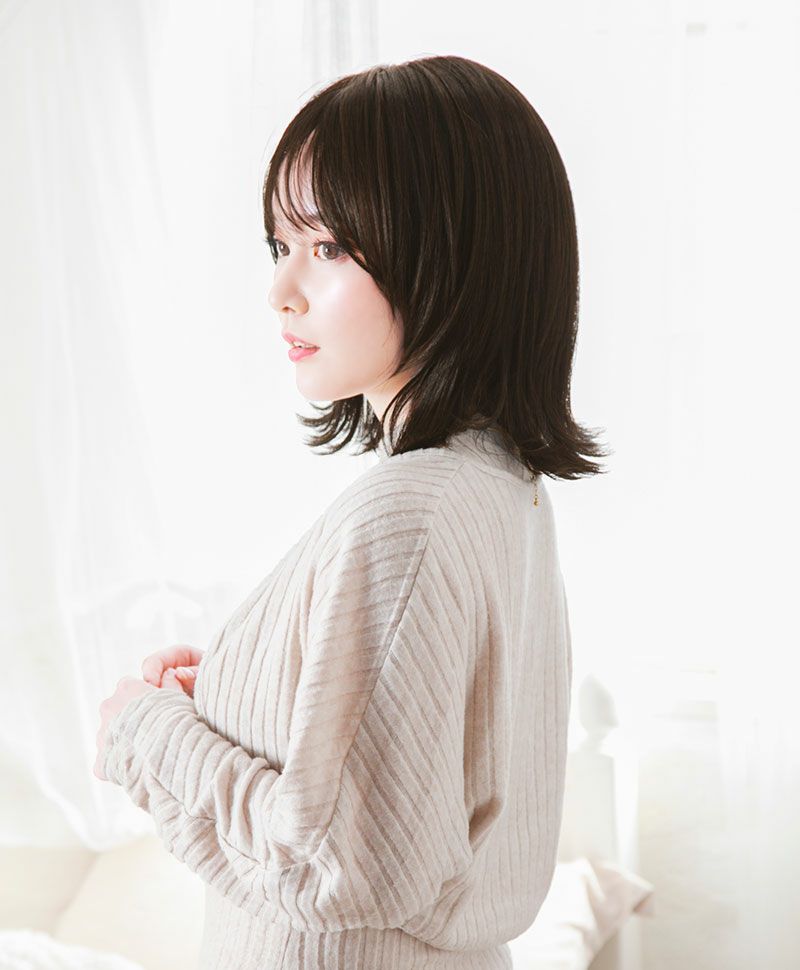 帽子ウィッグ（リラックス）【外ハネボブ】 品番BO-04耐熱 カラーTDB 耐熱ダークブラウン4バック