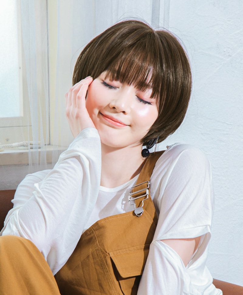 帽子ウィッグ（リラックス）【ラウンドマッシュ】 品番BO-05耐熱 カラーTCK 耐熱ショコラブラック1