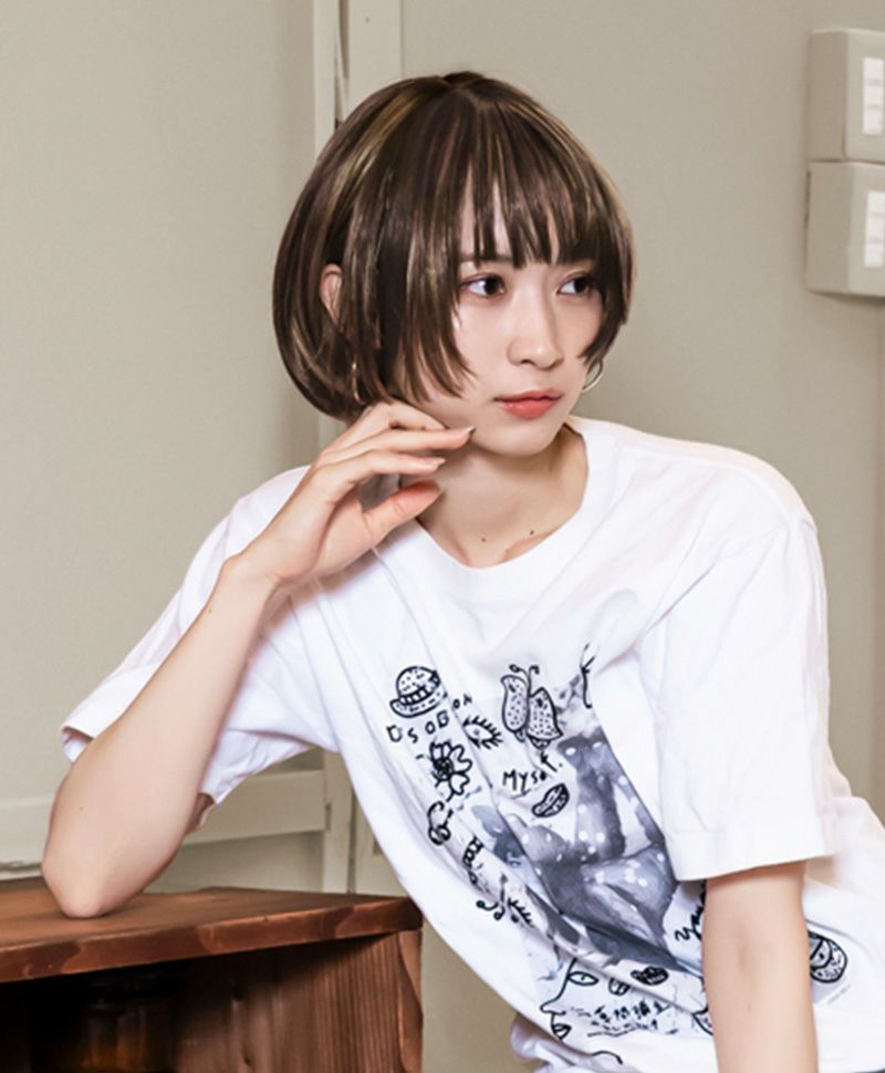 【公式サイト限定】PRISILA Limi手植えオールウィッグ(人毛ミックス)【アプリコットショート】品番/LA-002　カラー/ZHM:人毛ミックスハイメッシュ　着用イメージ21
