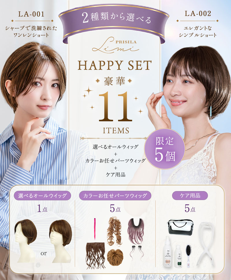 【数量限定！公式サイト限定セット】PRISILA創業33周年記念セット【オールウィッグA-700＆ケア用品】SET-01