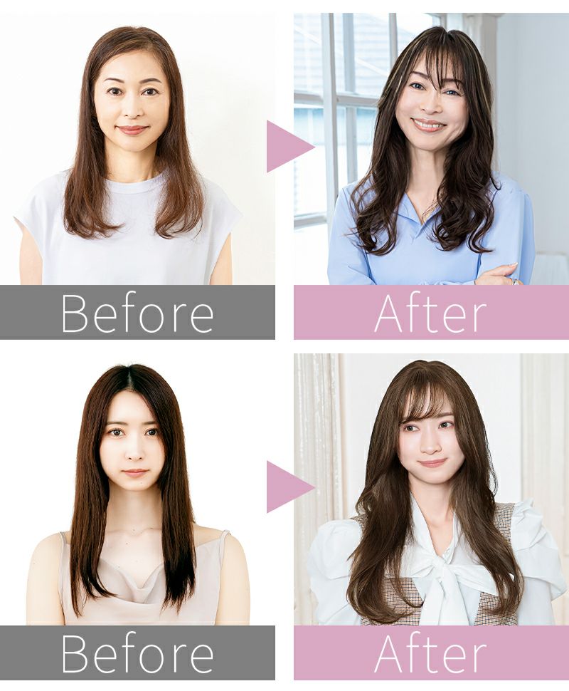 ちょびっと白髪隠しウィッグ【スタンダードタイプとロングタイプ】ST-012 BEFORE AFTER