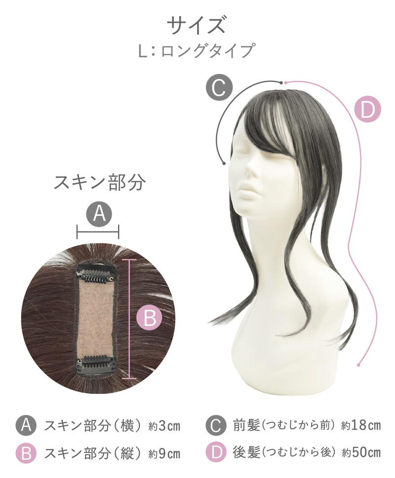 ちょびっと白髪隠しウィッグ【スタンダードタイプとロングタイプ】ST-012　仕様ポイント