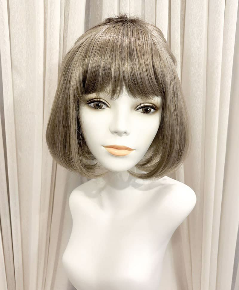【WEB限定一点もの】マシンメイドグラデーションオールウィッグ【ボブ】UMEDA-938-CTOG耐熱オリーブグレー（アレンジ）【梅田サロンカットウィッグ】