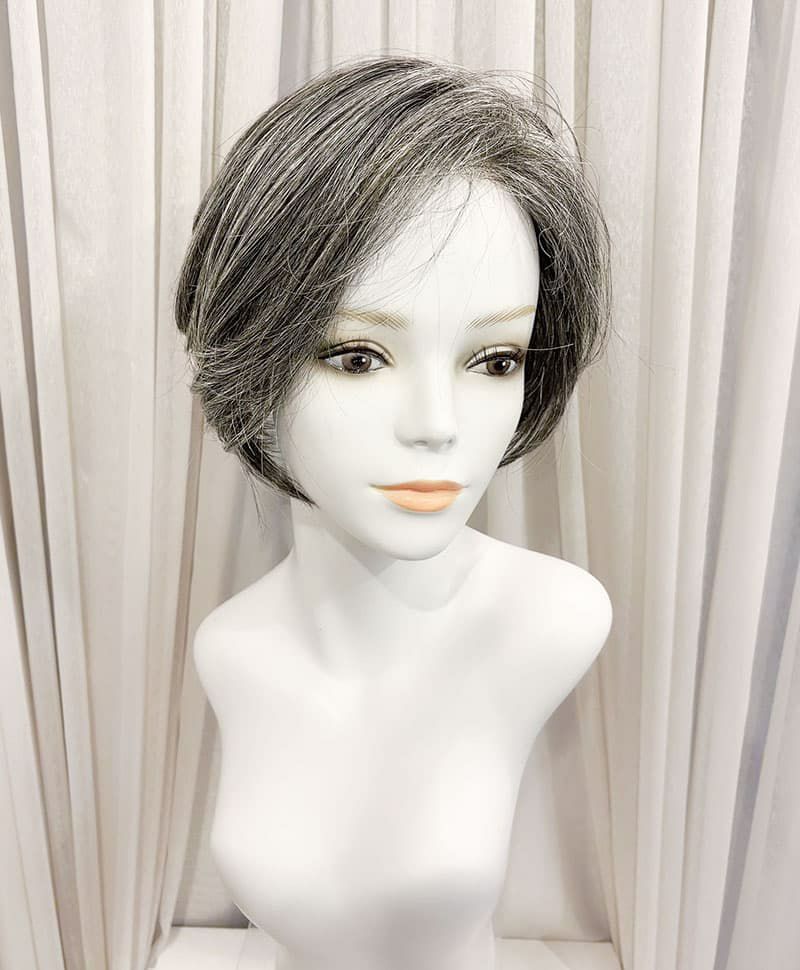 【WEB限定一点もの】手植えオールウィッグ【ショート】UMEDA-943-ZNGH人毛ミックスナチュラルグレイヘア【梅田サロンカットウィッグ】Sサイズ