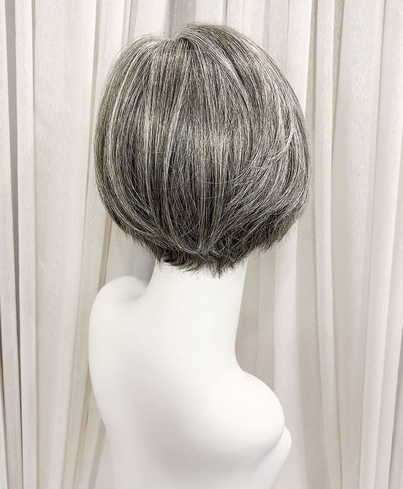 【WEB限定一点もの】手植えオールウィッグ【ショート】UMEDA-943-ZNGH人毛ミックスナチュラルグレイヘア【梅田サロンカットウィッグ】Sサイズ