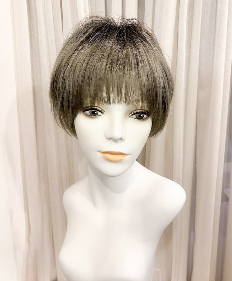 【WEB限定一点もの】マシンメイドグラデーションオールウィッグ【ショート】UMEDA-945-CTOG耐熱オリーブグレー【梅田サロンカットウィッグ】