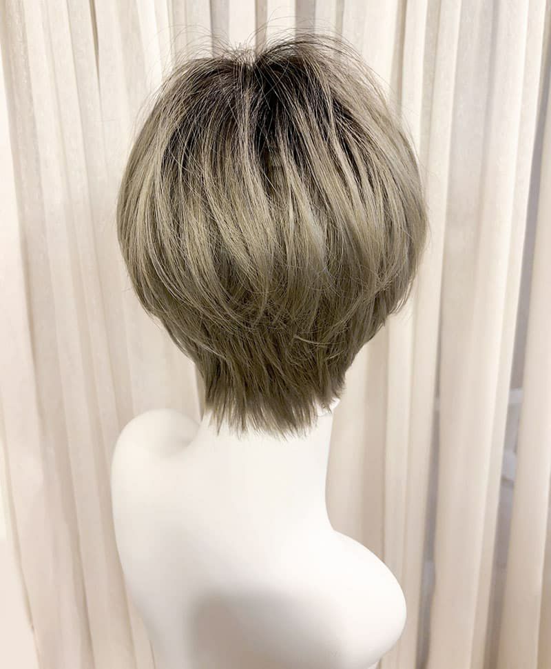 【WEB限定一点もの】マシンメイドグラデーションオールウィッグ【ショート】UMEDA-945-CTOG耐熱オリーブグレー【梅田サロンカットウィッグ】